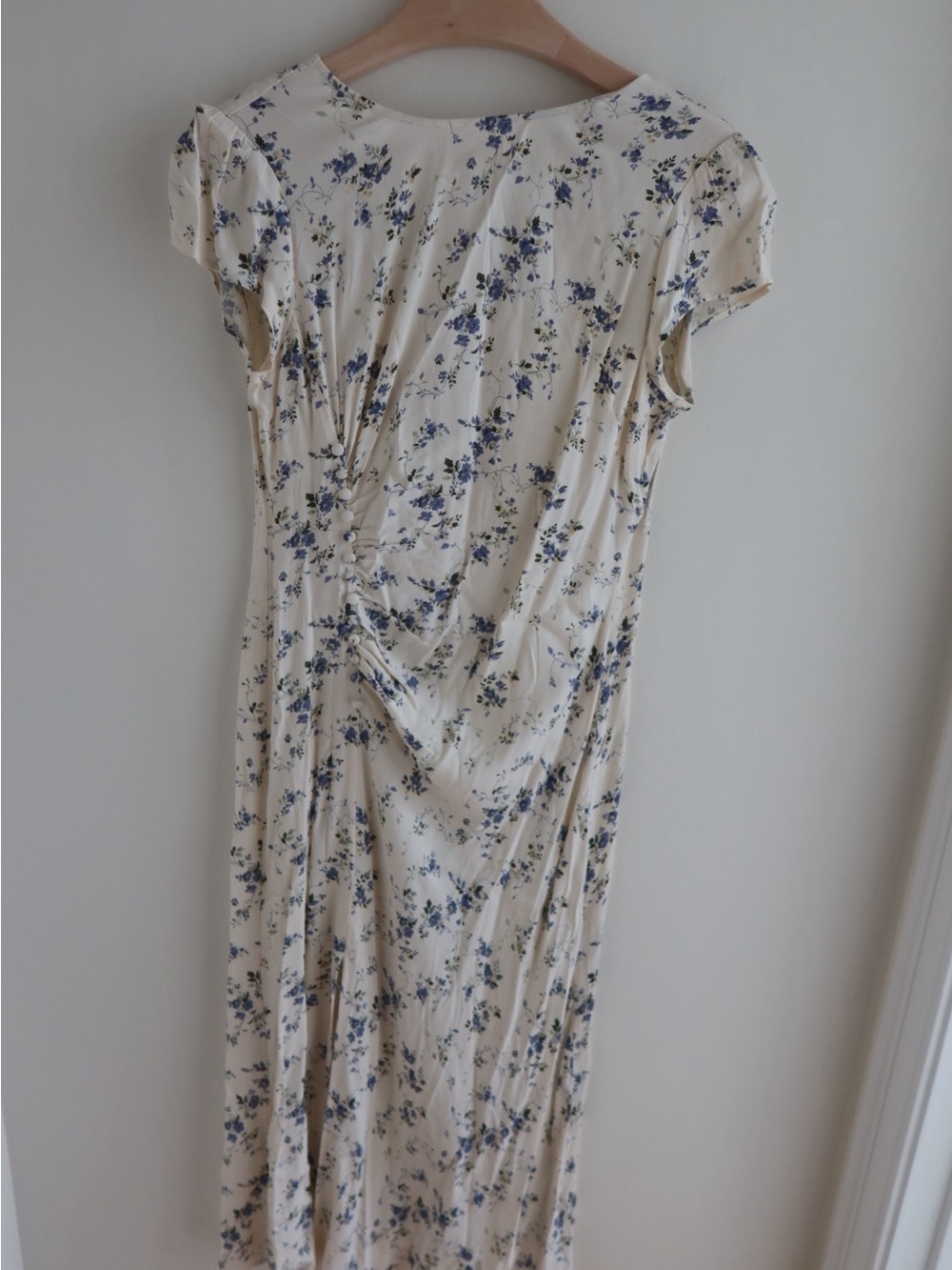 Reformation Cream Maxi Dress with Blue Floral Print - Picture 1 of 4